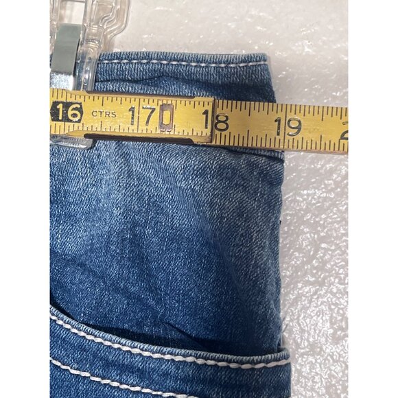 VGS Women Capri Jeans Blue Size 14 Stretchy Cotton Embroidered Pockets Mid-Rise - Picture 16 of 16